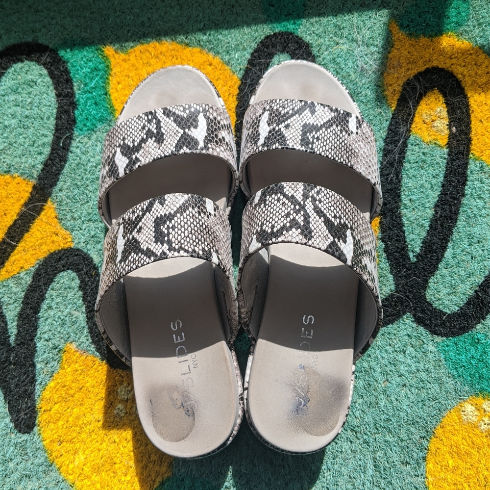 Jslides snake print platform slide sandals - 7.5